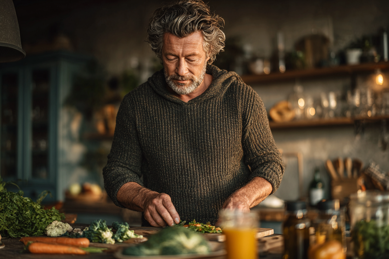 Чоловік у природному середовищі демонструє силу та енергію